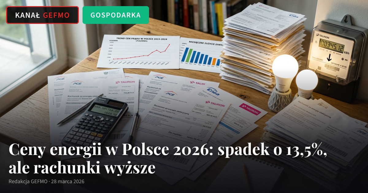 Ceny energii w Polsce 2026: spadek o 13,5%, ale rachunki wyższe